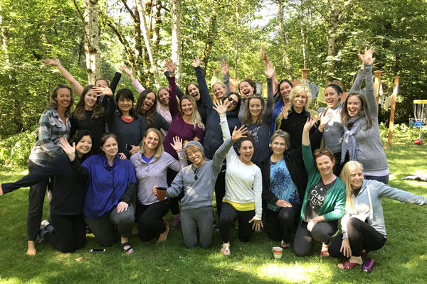 group of women at herbalism and yoga retreat in Oregon for women