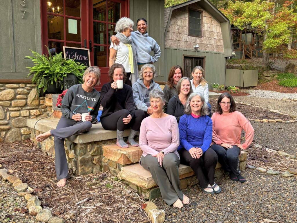 women at fall yoga retreat in North Carolina near Asheville