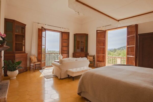 room at a women's yoga retreat in Spain