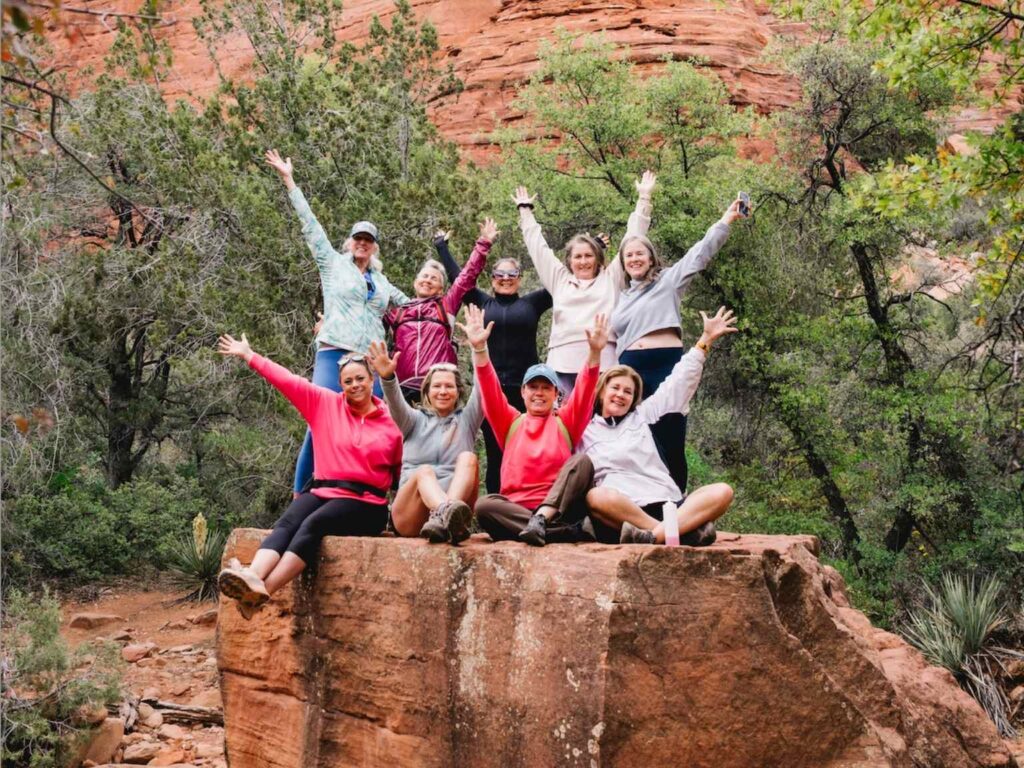 Sedona yoga retreat guests out for a hike