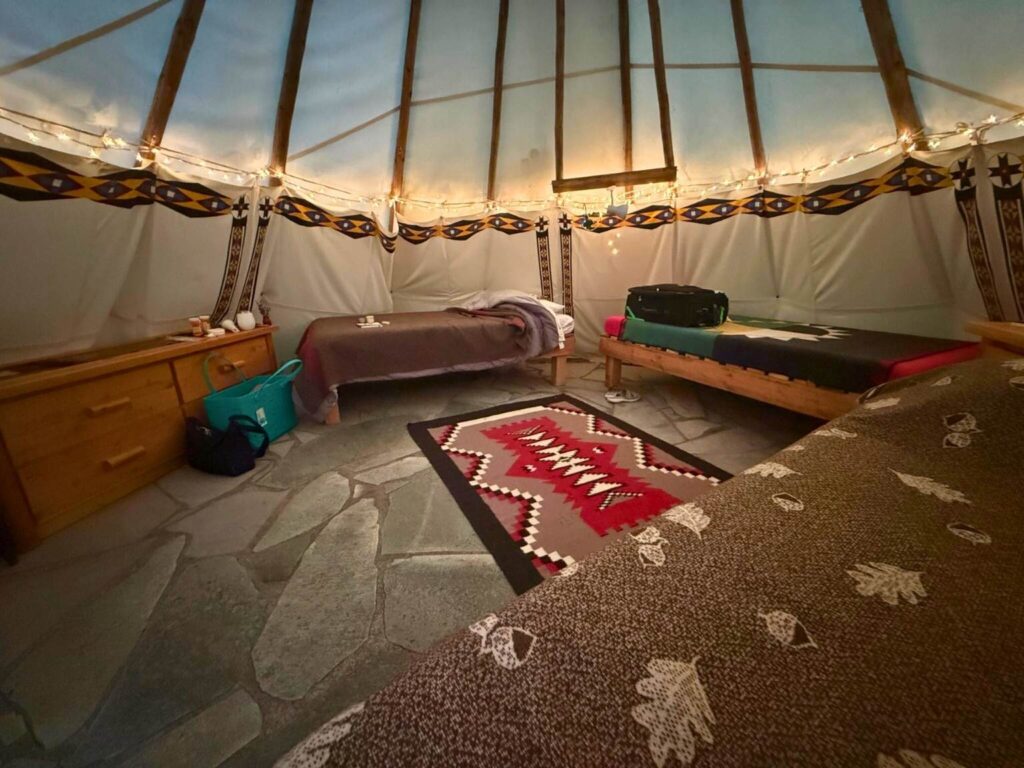 tipit at affordable yoga retreat in Oregon with herbalism