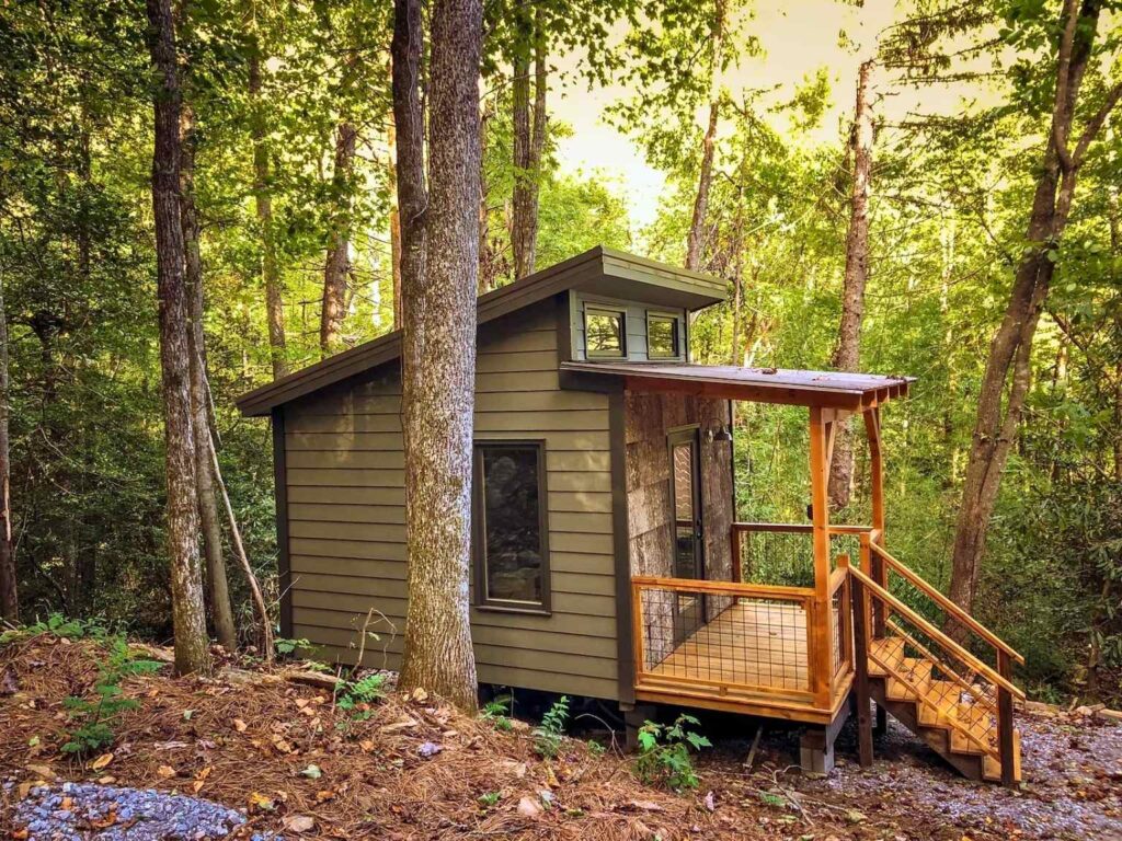 cozy cabin at mountain yoga retreat in North Carolina