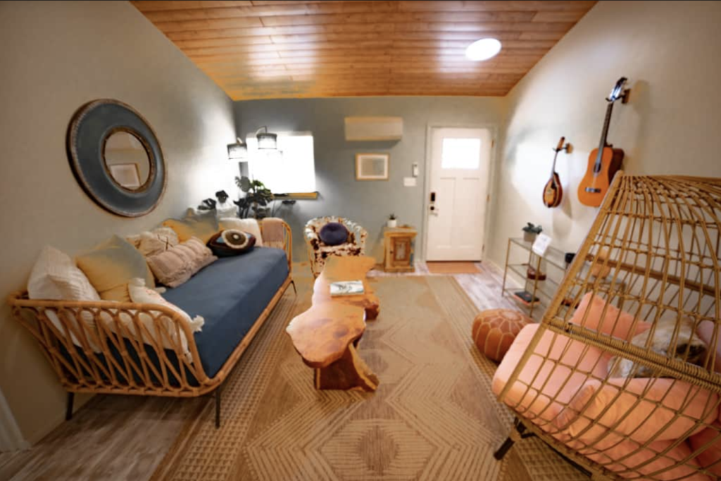 day bed in a shared space at a yoga retreat near Sedona