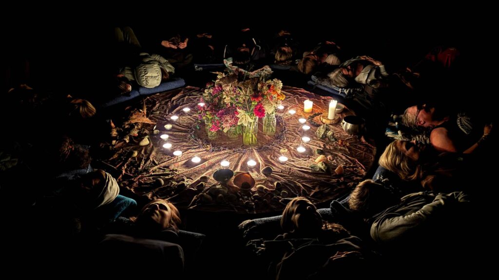 circle of women at women's yoga retreat in Oregon