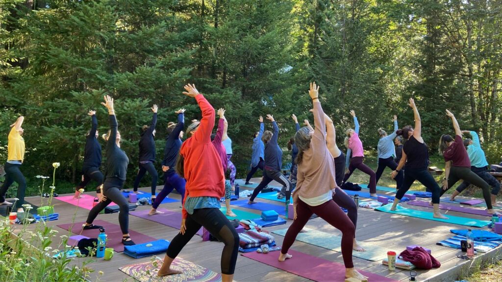 vinyasa yoga class during oregon yoga retreat