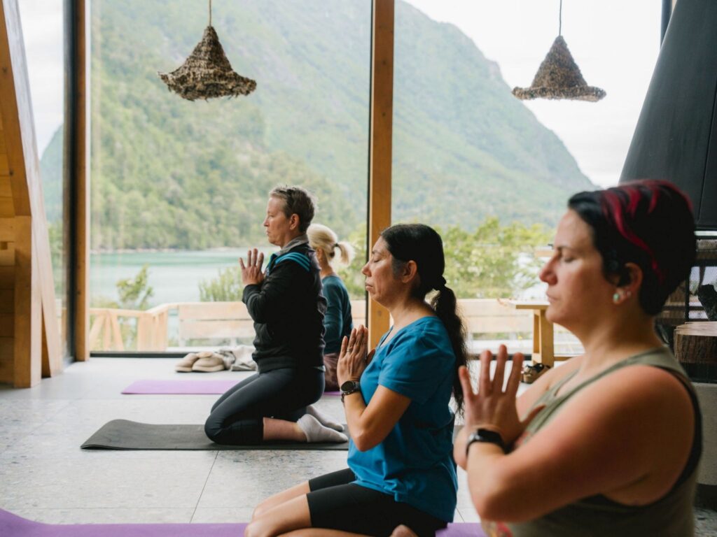 box breathing for stress and anxiety during yoga practice at yoga retreat in Patagonia