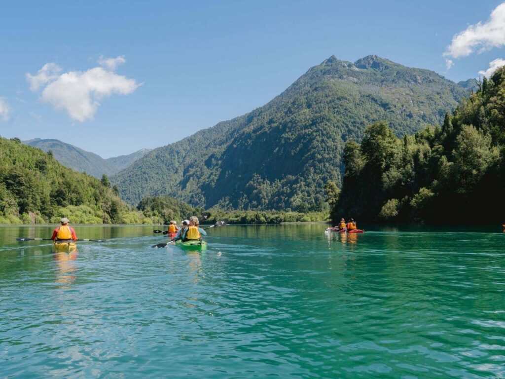 guided kayaking trip on river puelo - chile yoga retreat