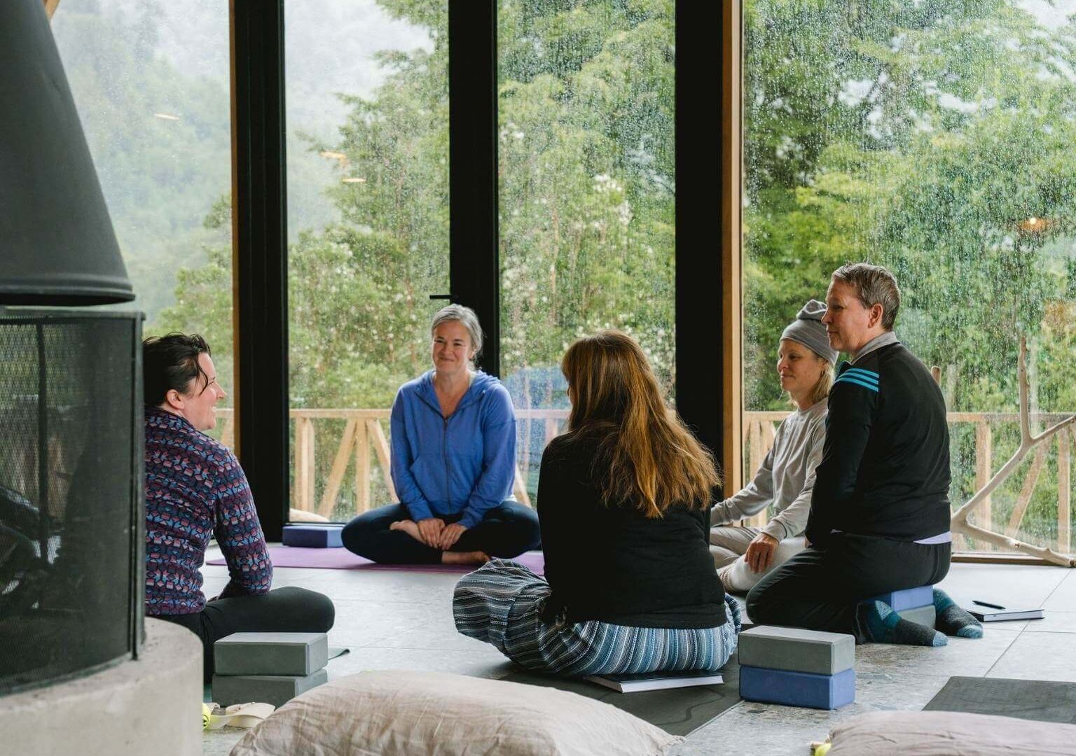 group connecting during a women's retreat in Chile