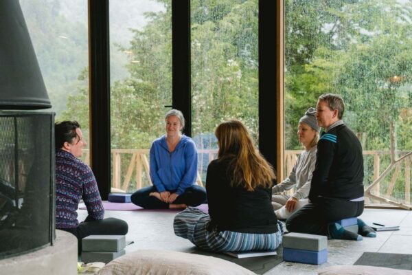 group connecting during a women's retreat in Chile