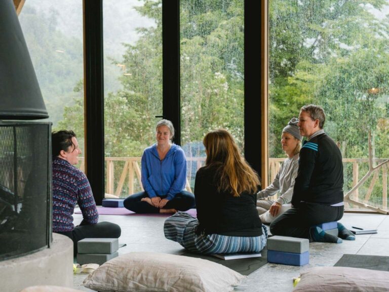 group connecting during a women's retreat in Chile