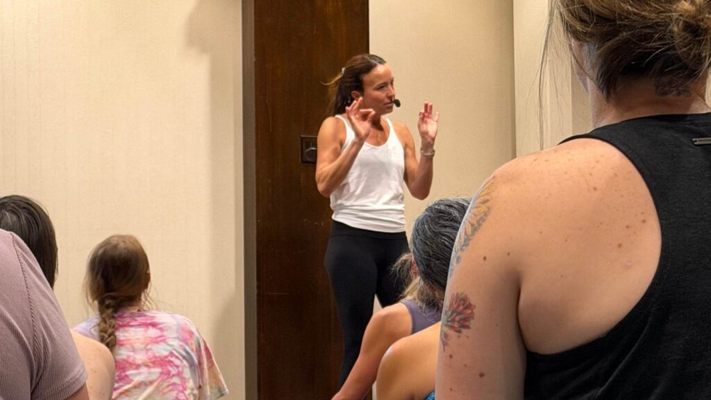 Tiffany Cruikshank teaching a workshop at the Bend Yoga Festival