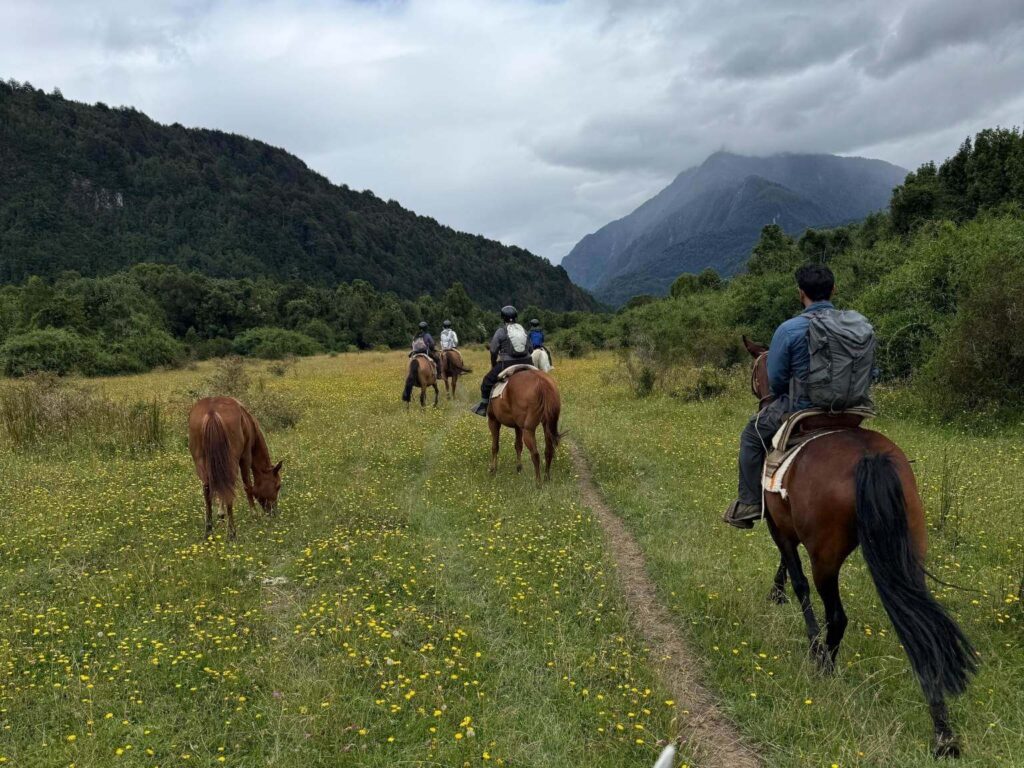 moody weather horseback riding trip at an April Patagonia yoga retreat
